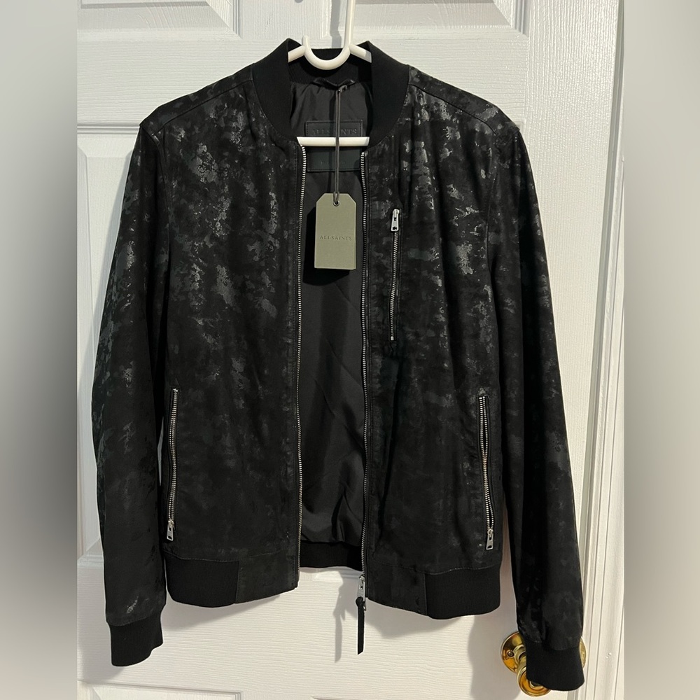 All saints men Brand new leather Bomber in small size